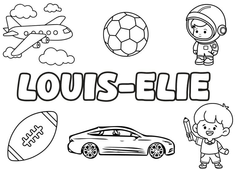 Coloriage prenom Louis Elie simple - dessin gratuit &agrave; imprimer