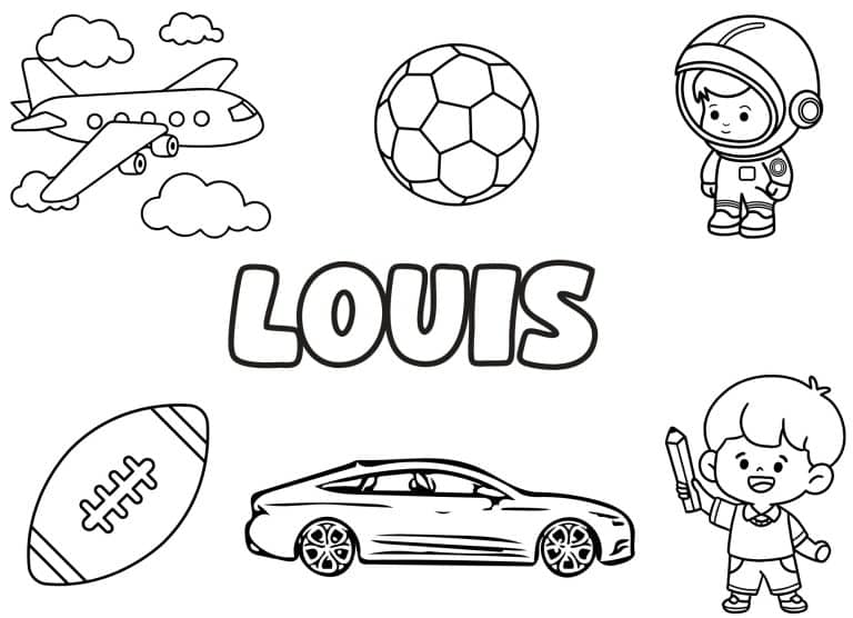 Coloriage prenom Louis simple - dessin gratuit &agrave; imprimer
