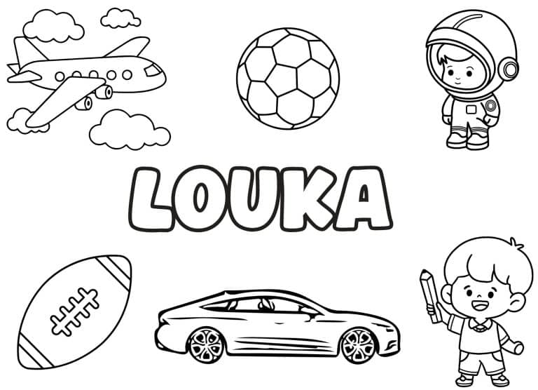 Coloriage prenom Louka simple - dessin gratuit &agrave; imprimer