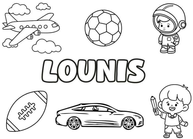 Coloriage prenom Lounis simple - dessin gratuit &agrave; imprimer