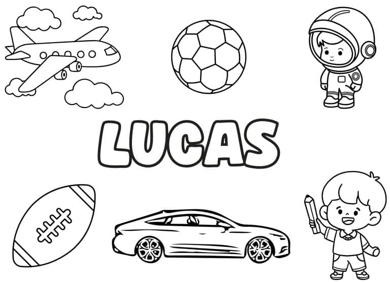 Coloriage prenom Lucas simple - dessin gratuit &agrave; imprimer