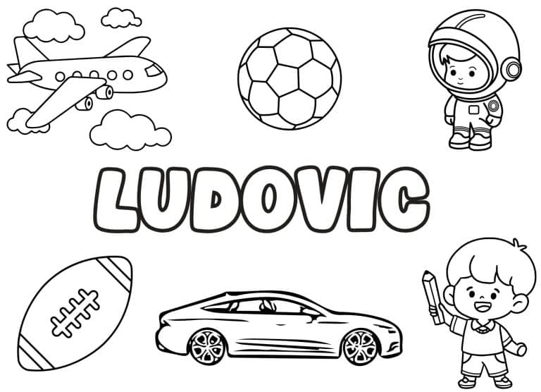 Coloriage prenom Ludovic simple - dessin gratuit &agrave; imprimer