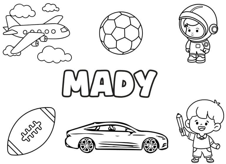 Coloriage prenom Mady simple - dessin gratuit &agrave; imprimer