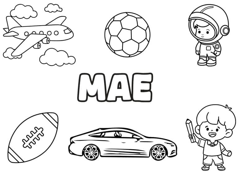 Coloriage prenom Mae simple - dessin gratuit &agrave; imprimer