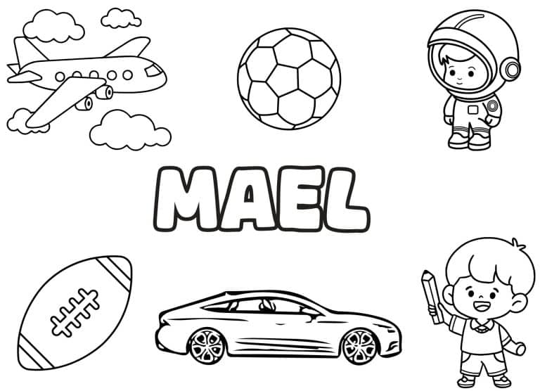 Coloriage prenom Mael simple - dessin gratuit &agrave; imprimer
