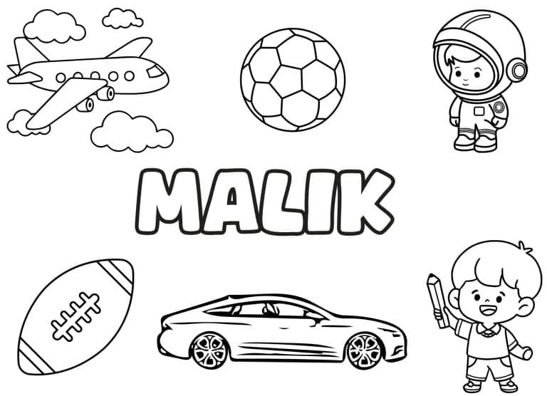 Coloriage prenom Malik simple - dessin gratuit &agrave; imprimer