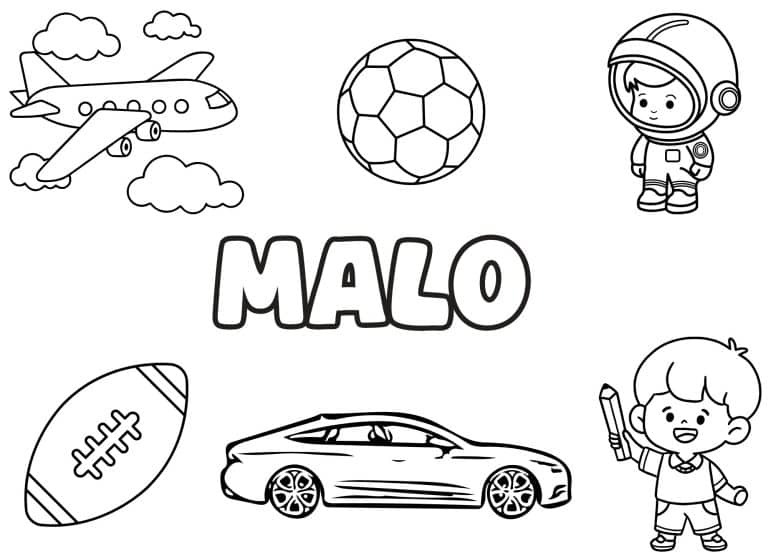 Coloriage prenom Malo simple - dessin gratuit &agrave; imprimer