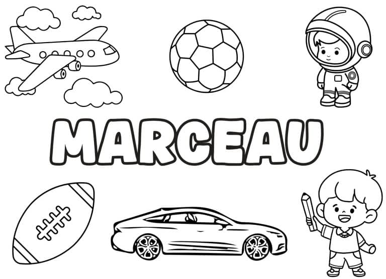 Coloriage prenom Marceau simple - dessin gratuit &agrave; imprimer