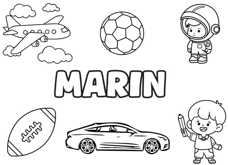 Coloriage prenom Marin simple - dessin gratuit &agrave; imprimer
