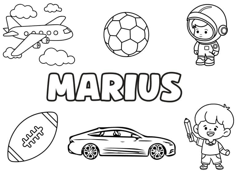 Coloriage prenom Marius simple - dessin gratuit &agrave; imprimer