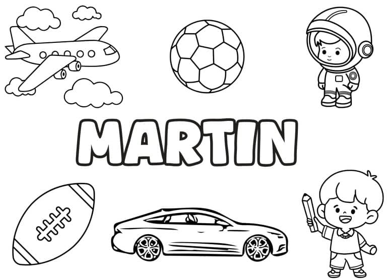 Coloriage prenom Martin simple - dessin gratuit &agrave; imprimer