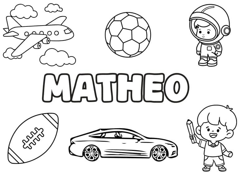 Coloriage prenom Matheo simple - dessin gratuit &agrave; imprimer
