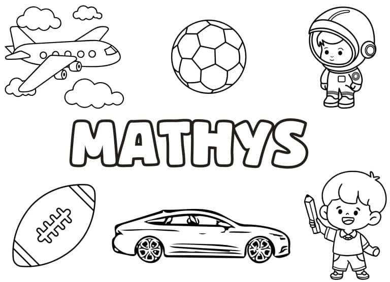 Coloriage prenom Mathys simple - dessin gratuit &agrave; imprimer