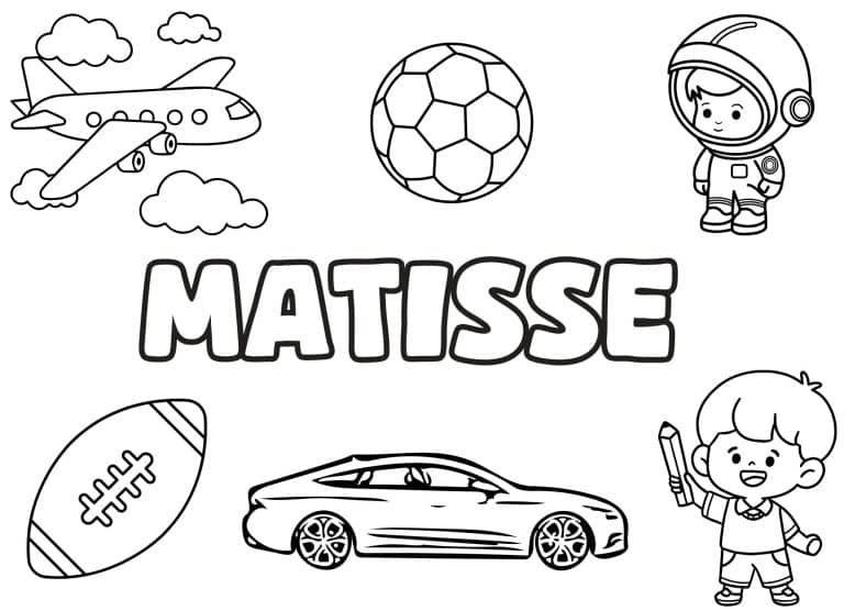 Coloriage prenom Matisse simple - dessin gratuit &agrave; imprimer