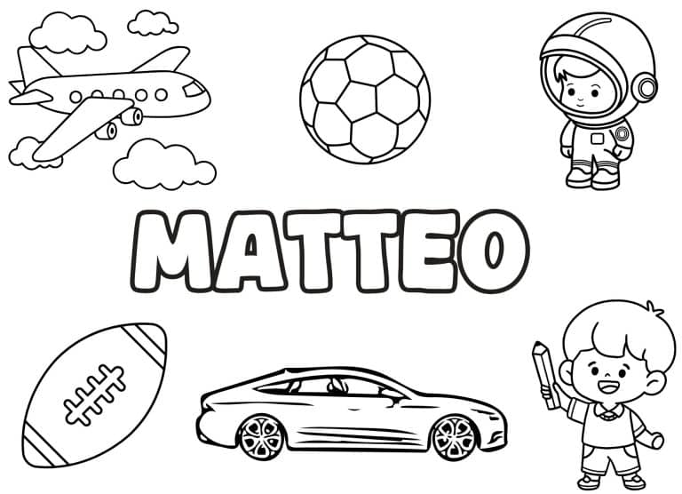 Coloriage prenom Matteo simple - dessin gratuit &agrave; imprimer
