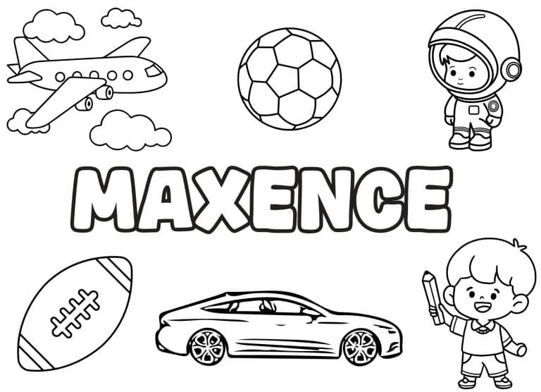 Coloriage prenom Maxence simple - dessin gratuit &agrave; imprimer