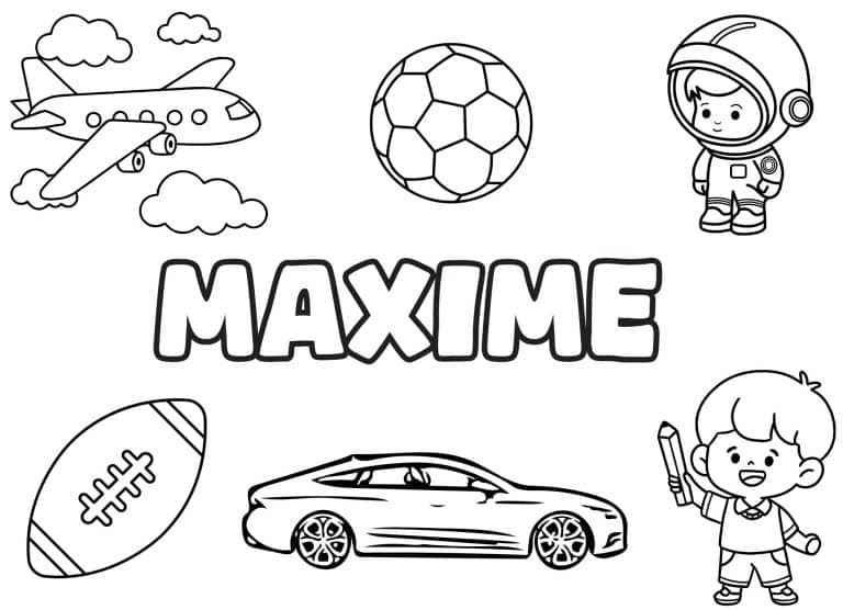 Coloriage prenom Maxime simple - dessin gratuit &agrave; imprimer