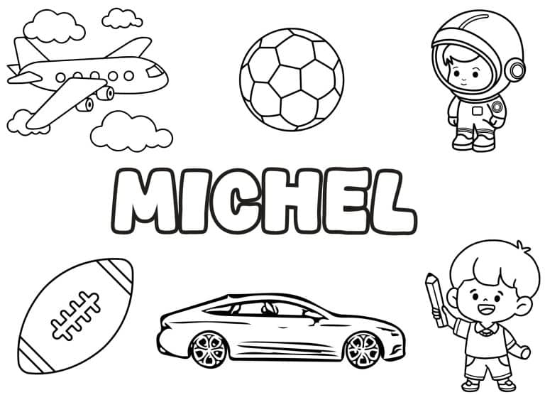 Coloriage prenom Michel simple - dessin gratuit &agrave; imprimer