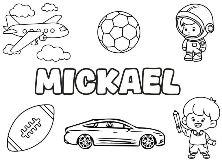 Coloriage prenom Mickael simple - dessin gratuit &agrave; imprimer