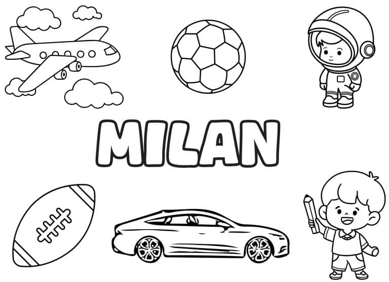 Coloriage prenom Milan simple - dessin gratuit &agrave; imprimer