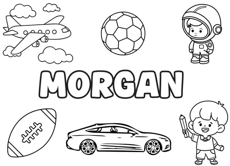 Coloriage prenom Morgan simple - dessin gratuit &agrave; imprimer