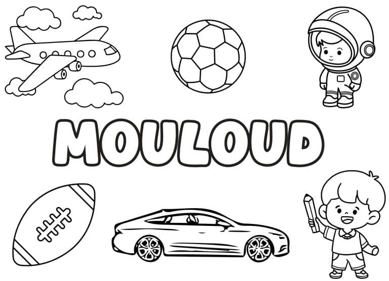 Coloriage prenom Mouloud simple - dessin gratuit &agrave; imprimer
