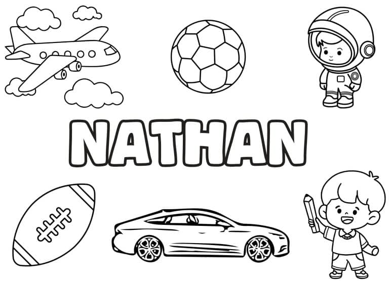 Coloriage prenom Nathan simple - dessin gratuit &agrave; imprimer