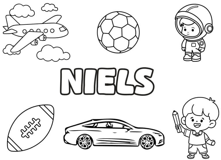Coloriage prenom Niels simple - dessin gratuit &agrave; imprimer