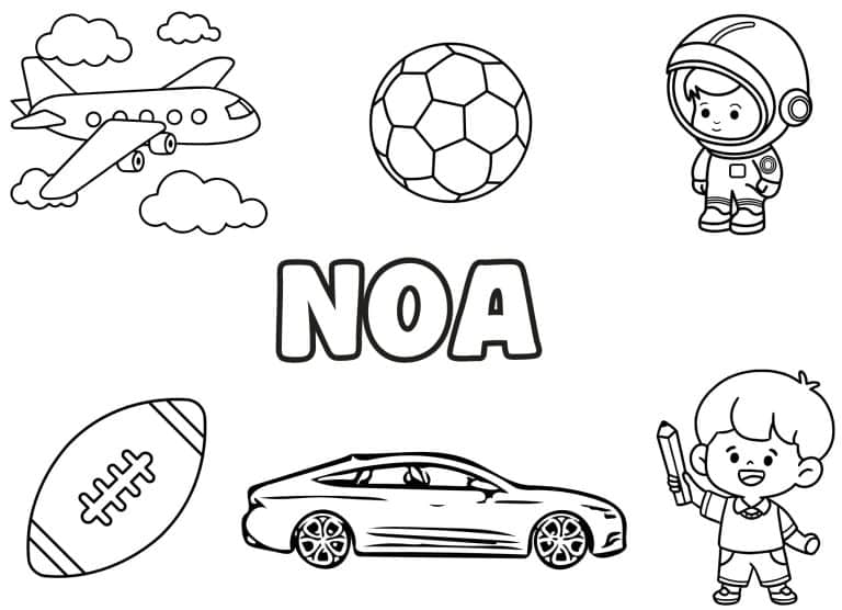 Coloriage prenom Noa simple - dessin gratuit &agrave; imprimer