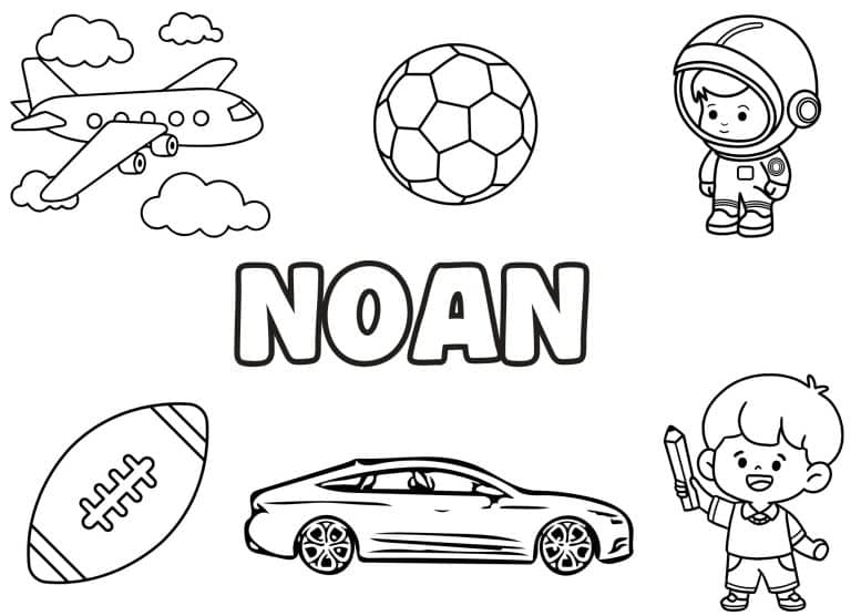 Coloriage prenom Noan simple - dessin gratuit &agrave; imprimer