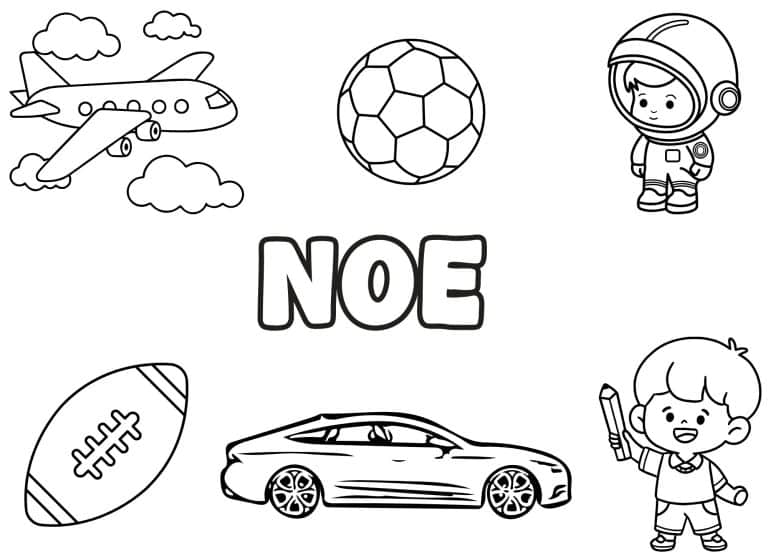 Coloriage prenom Noe simple - dessin gratuit &agrave; imprimer