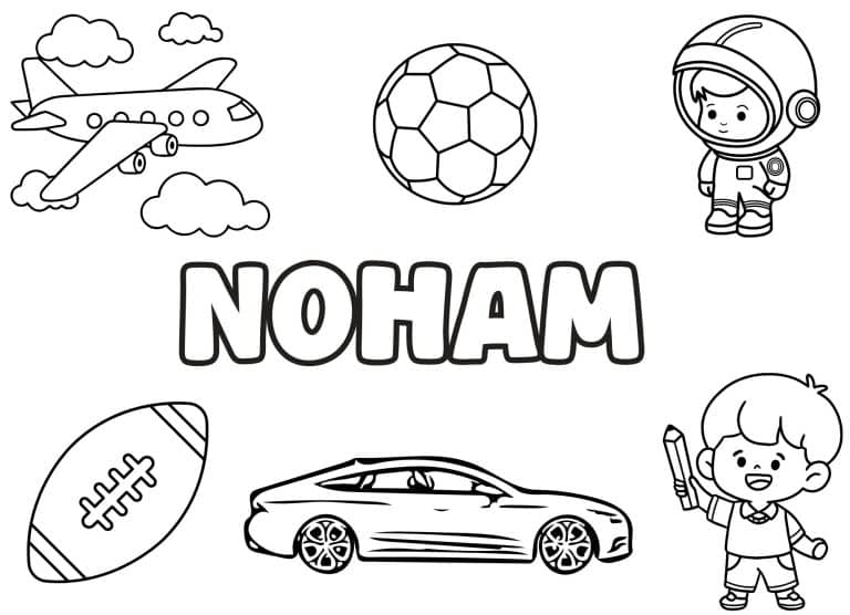 Coloriage prenom Noham simple - dessin gratuit &agrave; imprimer
