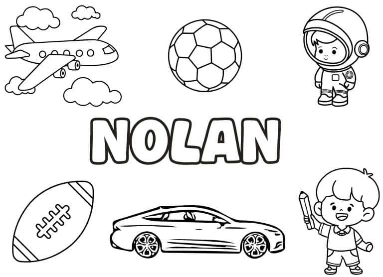 Coloriage prenom Nolan simple - dessin gratuit &agrave; imprimer