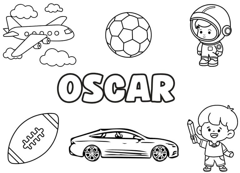 Coloriage prenom Oscar simple - dessin gratuit &agrave; imprimer
