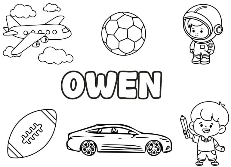 Coloriage prenom Owen simple - dessin gratuit &agrave; imprimer