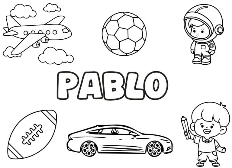 Coloriage prenom Pablo simple - dessin gratuit &agrave; imprimer