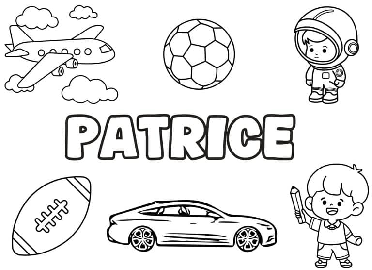 Coloriage prenom Patrice simple - dessin gratuit &agrave; imprimer