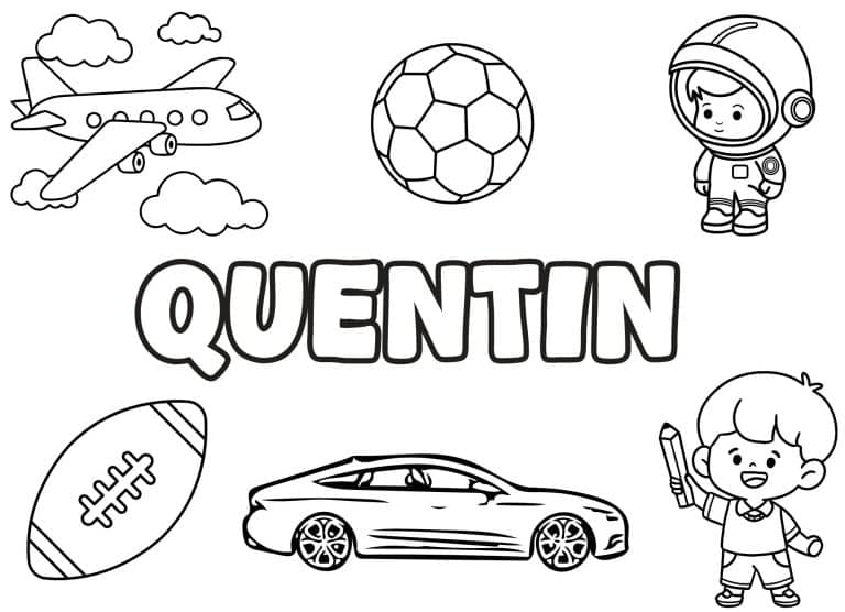 Coloriage prenom Quentin simple - dessin gratuit &agrave; imprimer