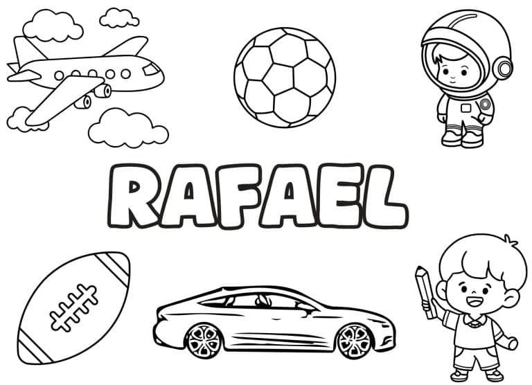 Coloriage prenom Rafael simple - dessin gratuit &agrave; imprimer