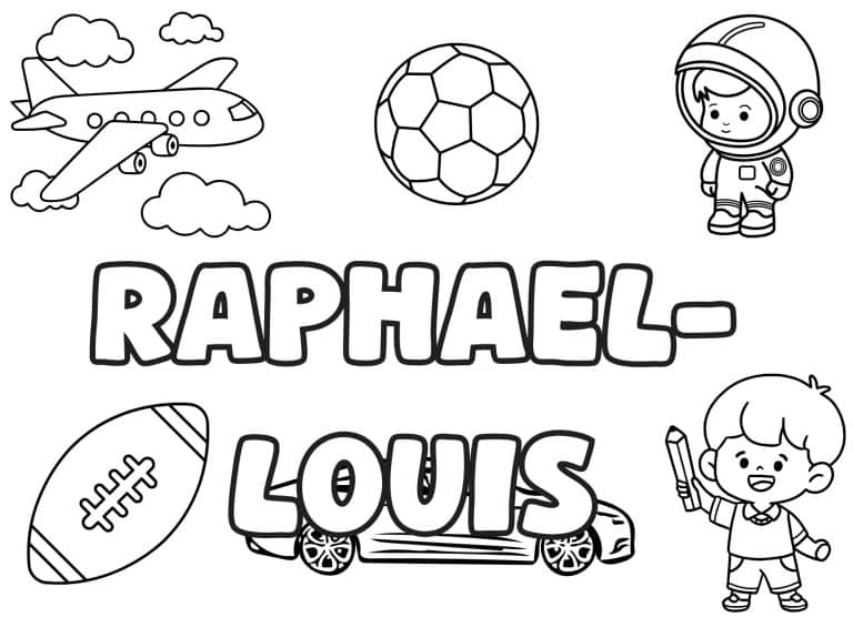 Coloriage prenom Raphael Louis simple - dessin gratuit &agrave; imprimer