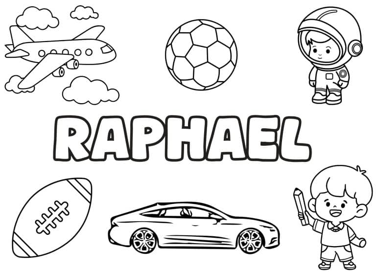 Coloriage prenom Raphael simple - dessin gratuit &agrave; imprimer
