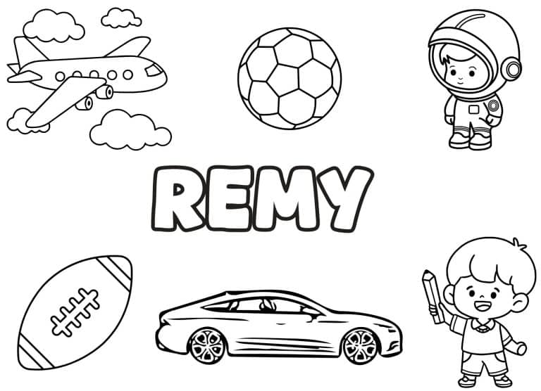 Coloriage prenom Remy simple - dessin gratuit &agrave; imprimer