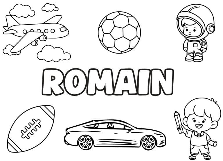 Coloriage prenom Romain simple - dessin gratuit &agrave; imprimer