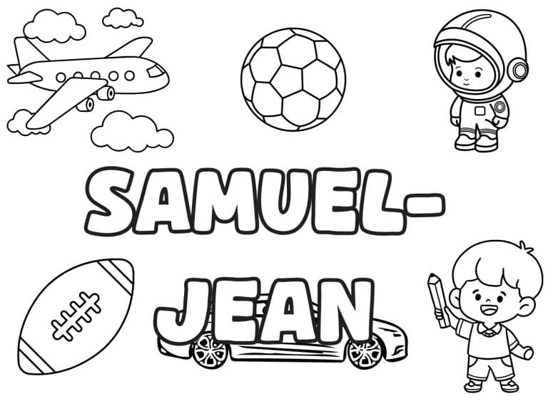 Coloriage prenom Samuel Jean simple - dessin gratuit &agrave; imprimer
