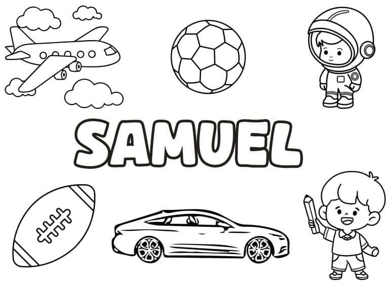 Coloriage prenom Samuel simple - dessin gratuit &agrave; imprimer