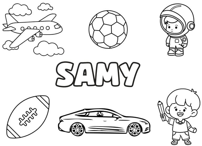 Coloriage prenom Samy simple - dessin gratuit &agrave; imprimer