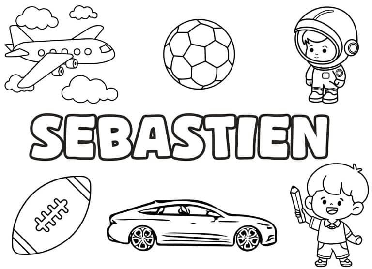 Coloriage prenom Sebastien simple - dessin gratuit &agrave; imprimer
