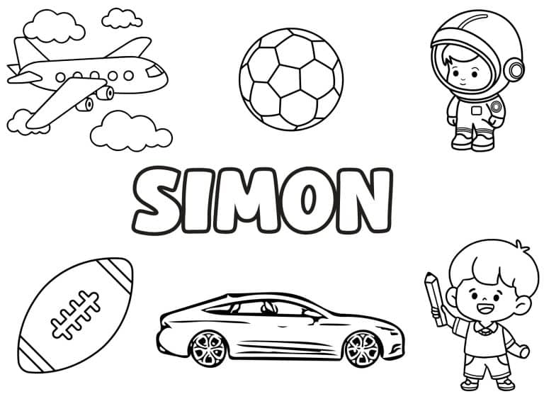 Coloriage prenom Simon simple - dessin gratuit &agrave; imprimer