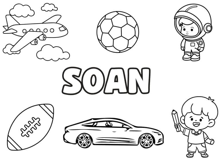 Coloriage prenom Soan simple - dessin gratuit &agrave; imprimer