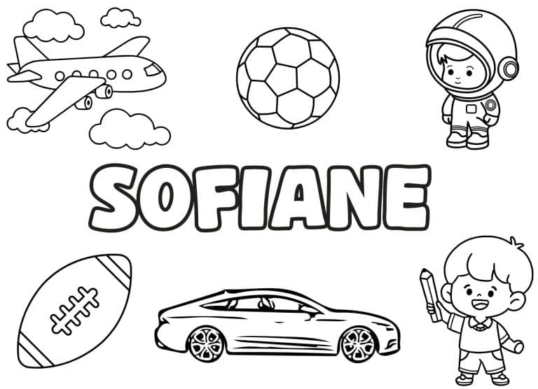 Coloriage prenom Sofiane simple - dessin gratuit &agrave; imprimer